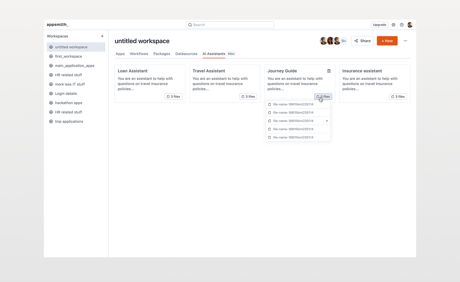 Appsmith AI assistants workspace