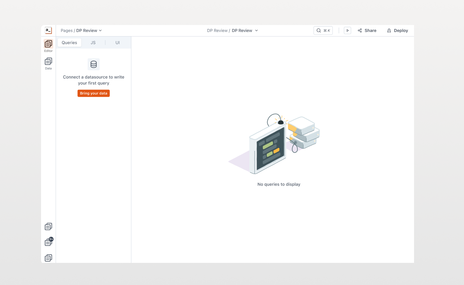 Appsmith empty query state