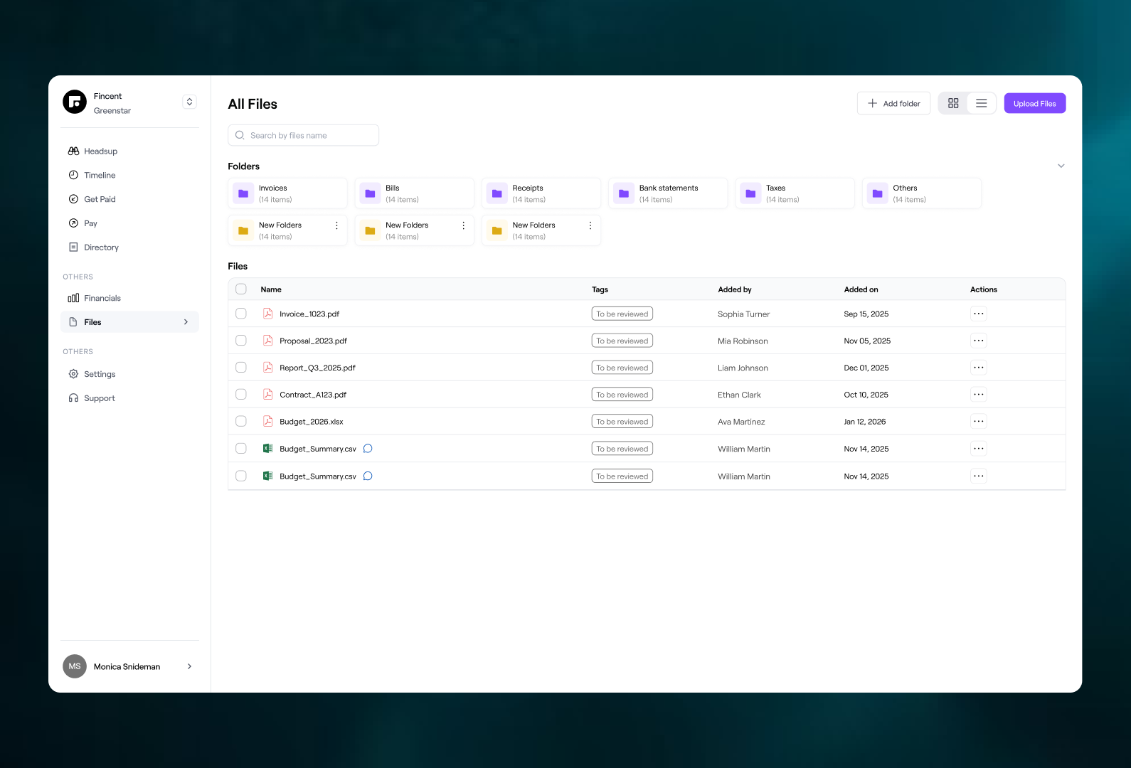 Fincent files workspace